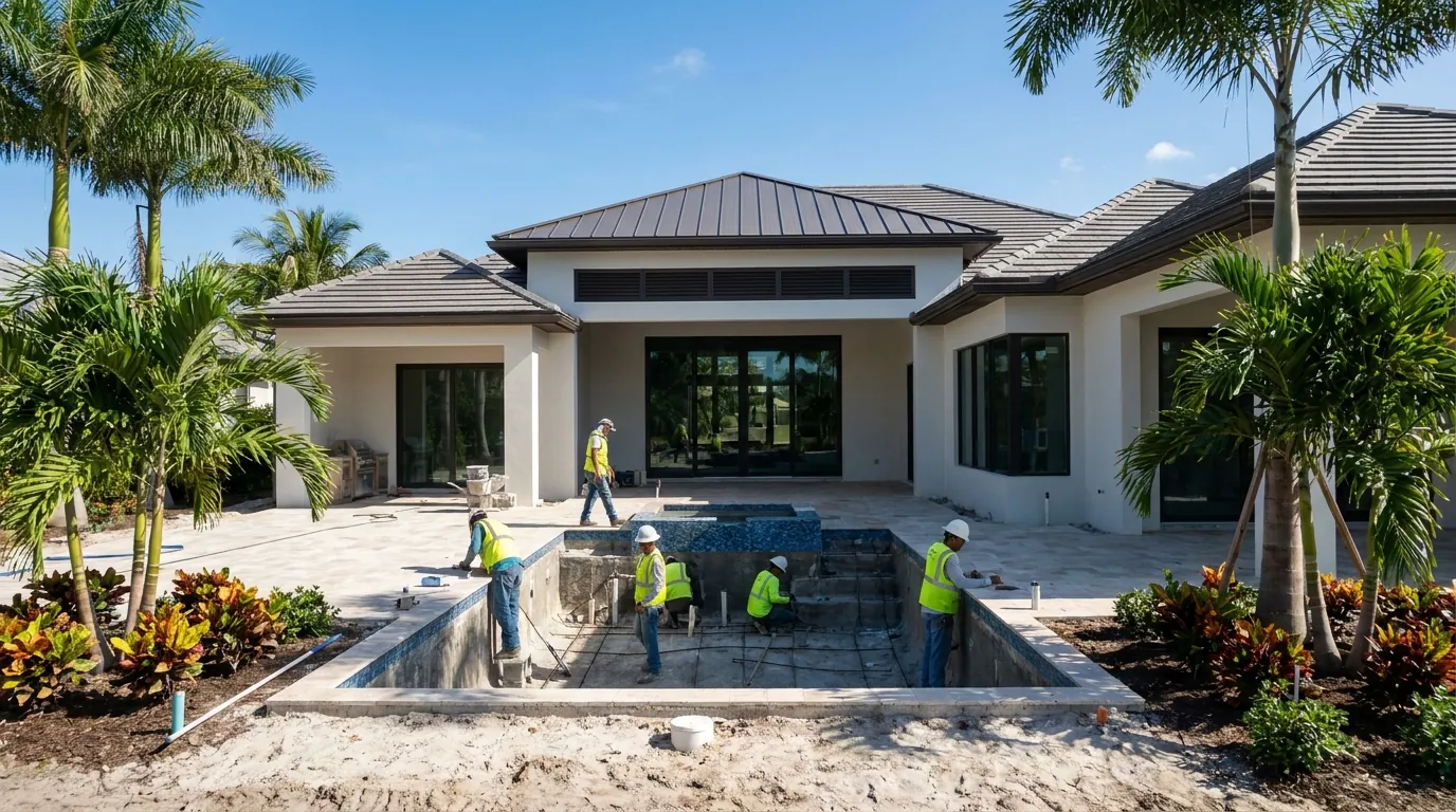 Formed new pool with plumbing rough-in in Naples, Florida