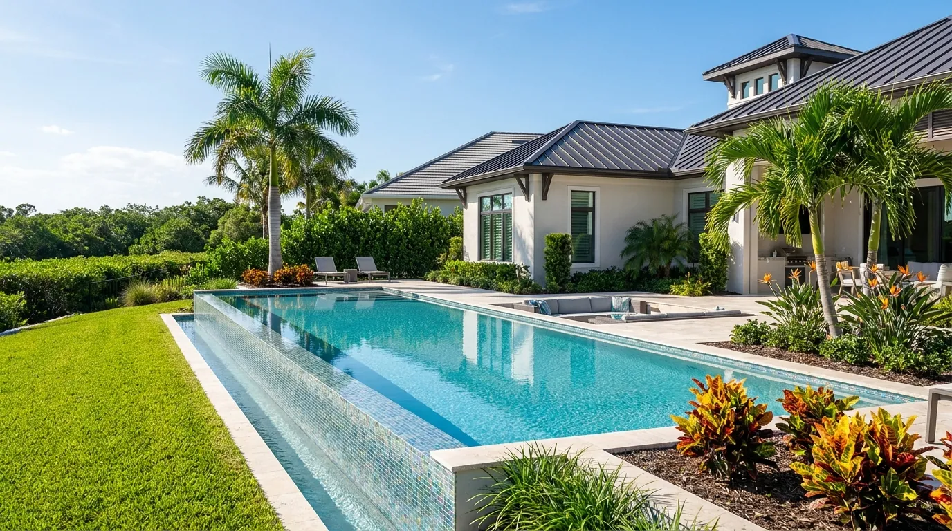 Infinity-edge contemporary pool design in Naples, FL